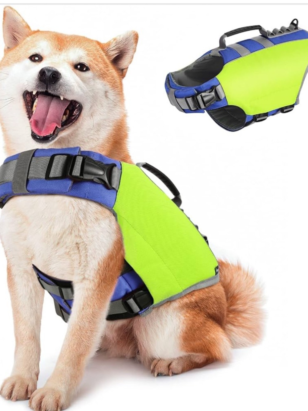 High-Visibility Lime Green Dog Life Jacket with Handle size Medium